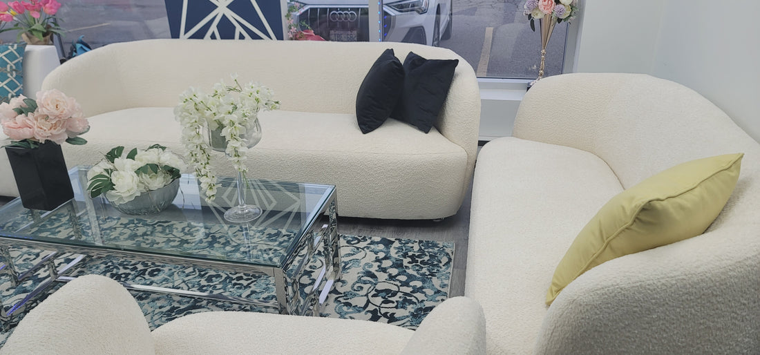 Luxury Modern Sofa in Boucle Fabric - Choose From 2 Color Options at Checkout