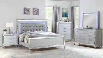 Princess Bedroom Set With Mattress in Grey Silver or White With LED