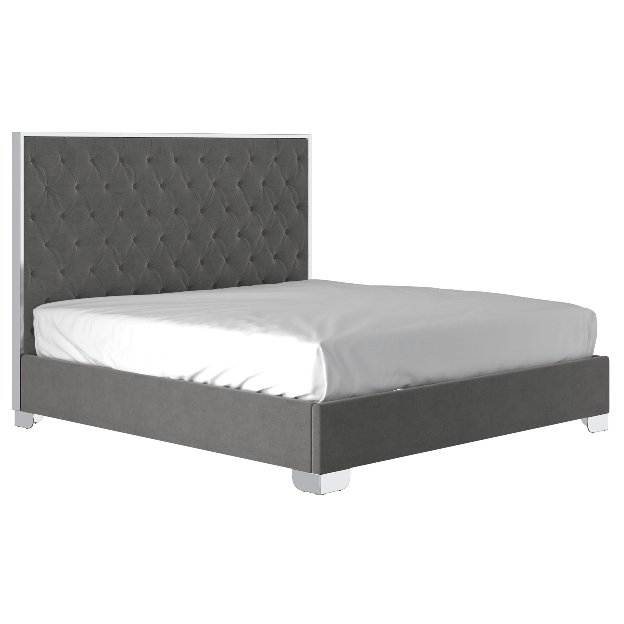 Lucille Bed Frame in Grey and Silver - Choose From 2 size Options at Checkout