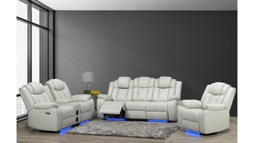 Power Recliner Sofa in white Leather