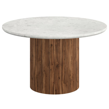 Jilsa Round Dining Table in Walnut & White