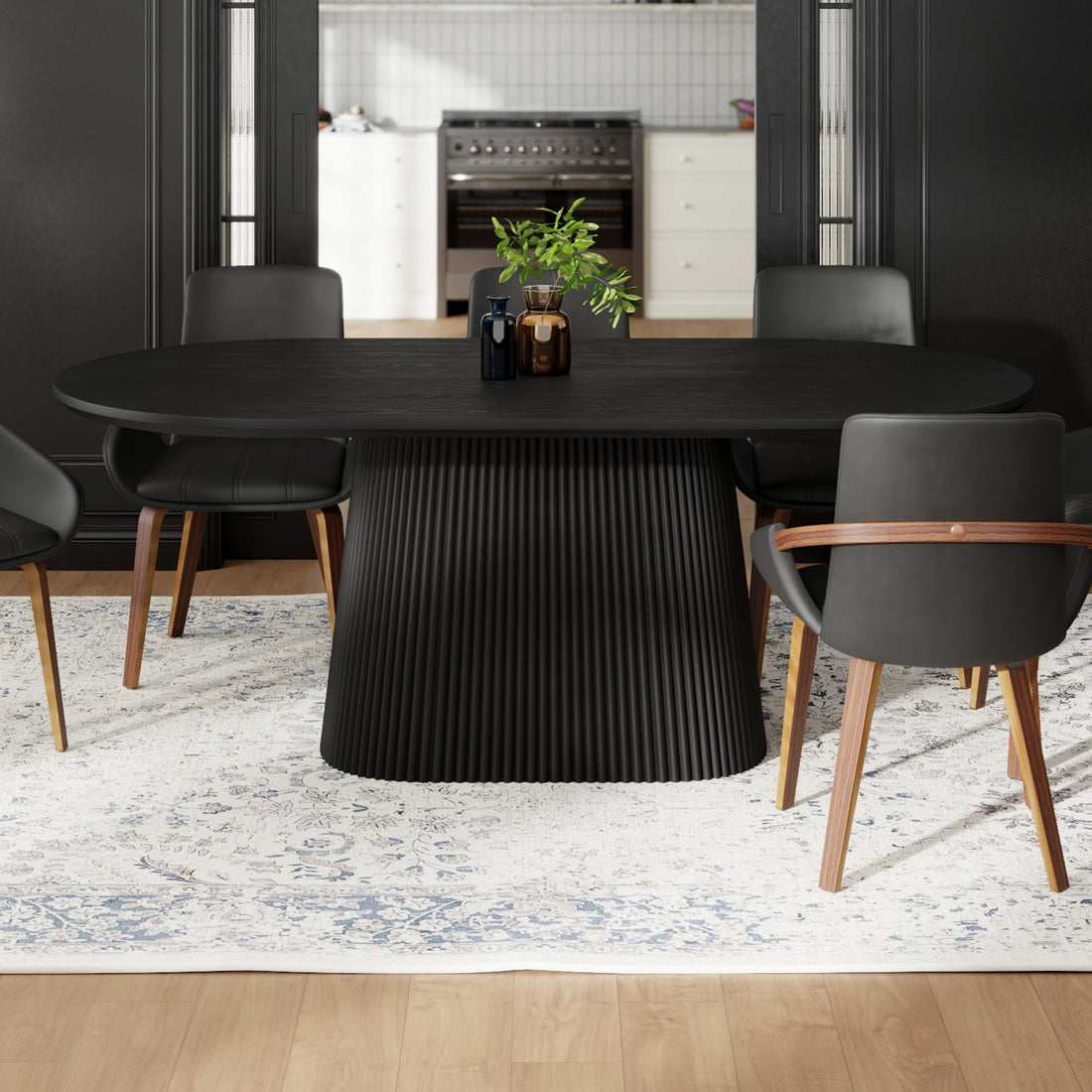 Tovas Oval Dining Table In Black