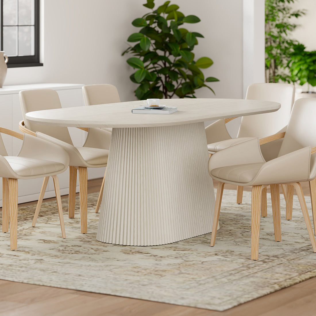 Tovas Oval Dining Table In Ivory