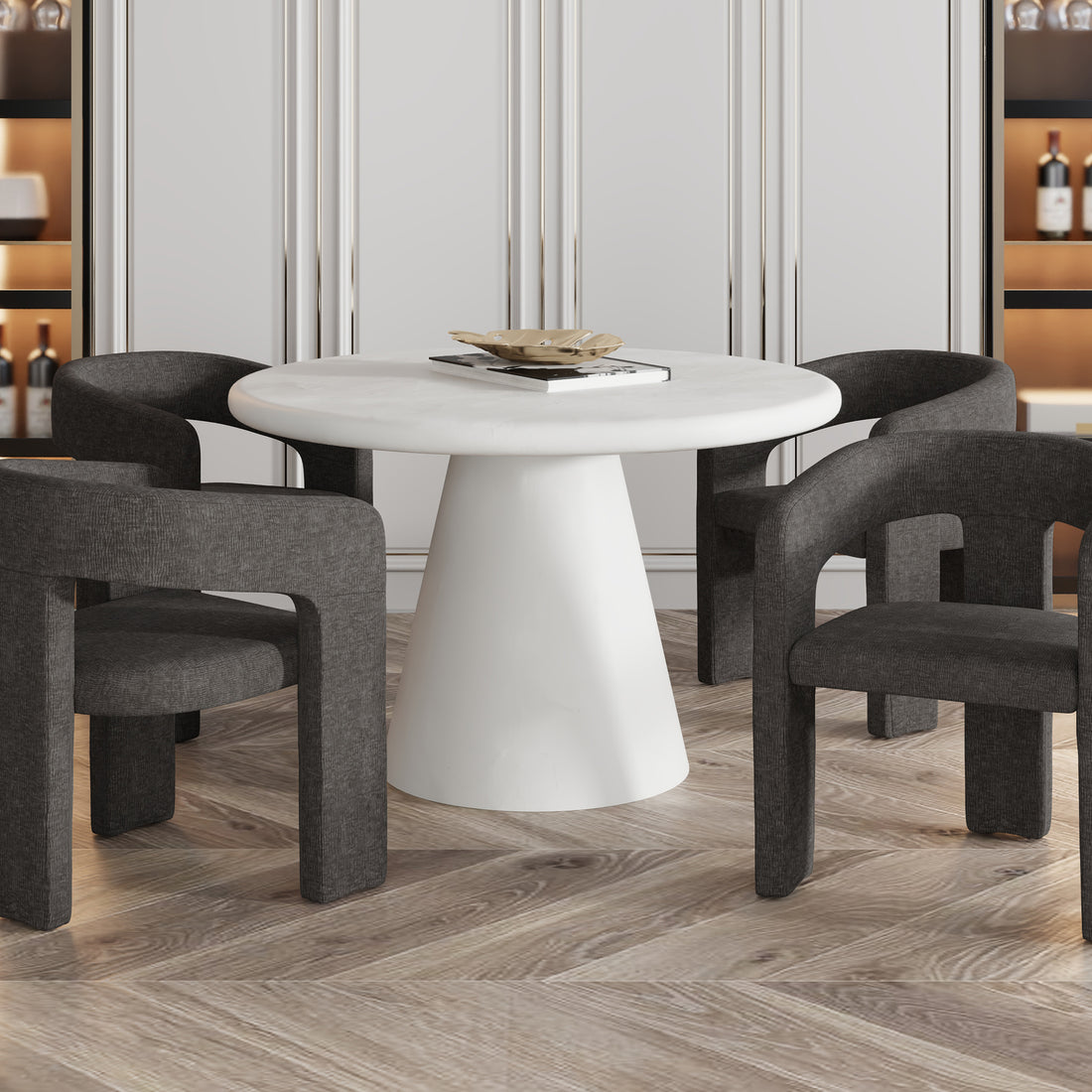 Galio Round Dining Table In White