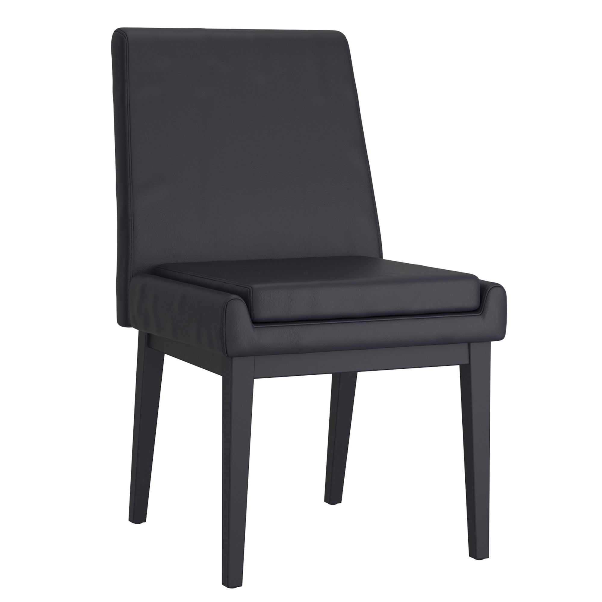 Cortez Dining Chair, set of 2, in Black Faux Leather and Black