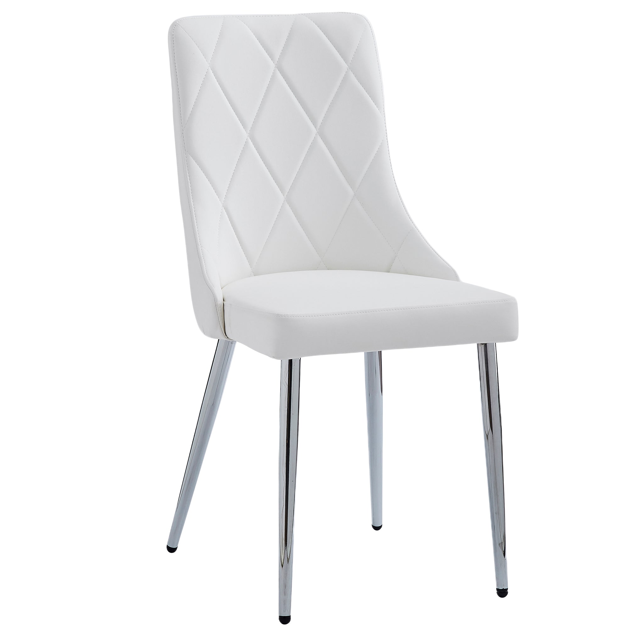 Devo Dining Chair, set of 2, in White and Chrome