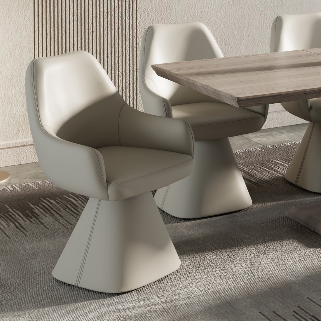 Prese Dining Chair in Beige PU Leather