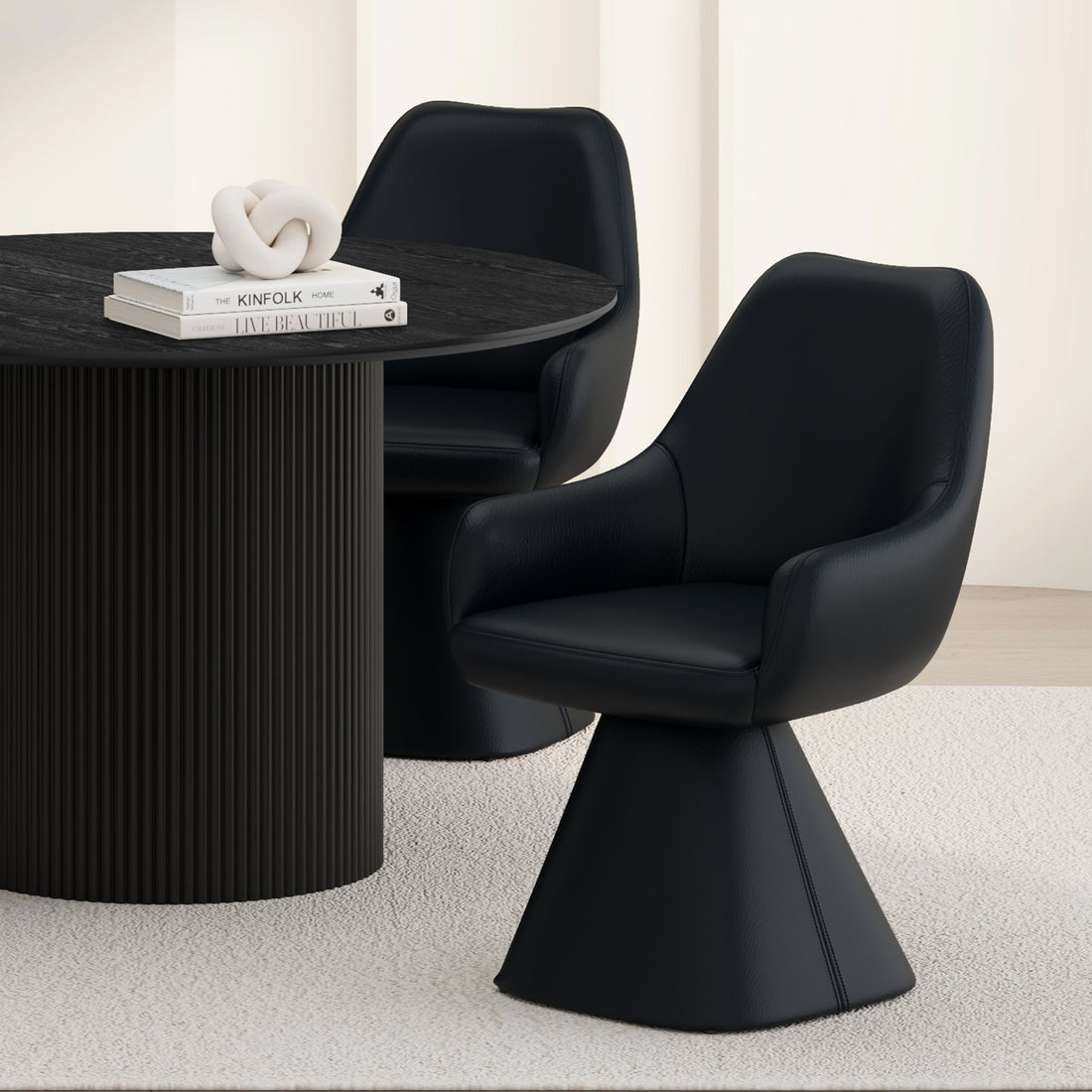 Prese Dining Chair in Black PU Leather