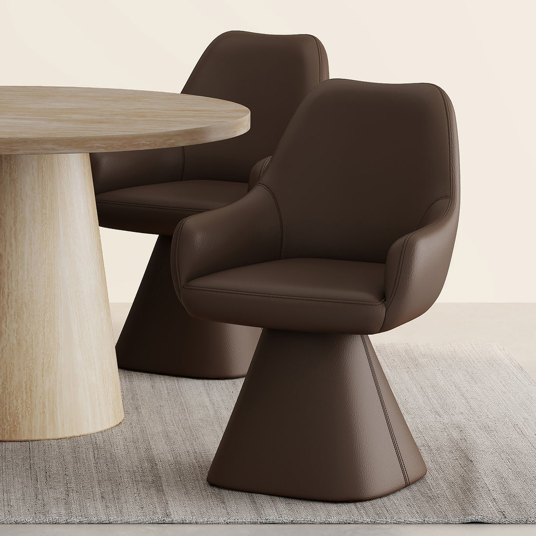 Prese Dining Chair in Brown PU Leather