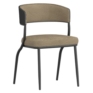 Kazan Dining Chair, Set of 2 in Dark Beige Performance Fabric & Black Metal