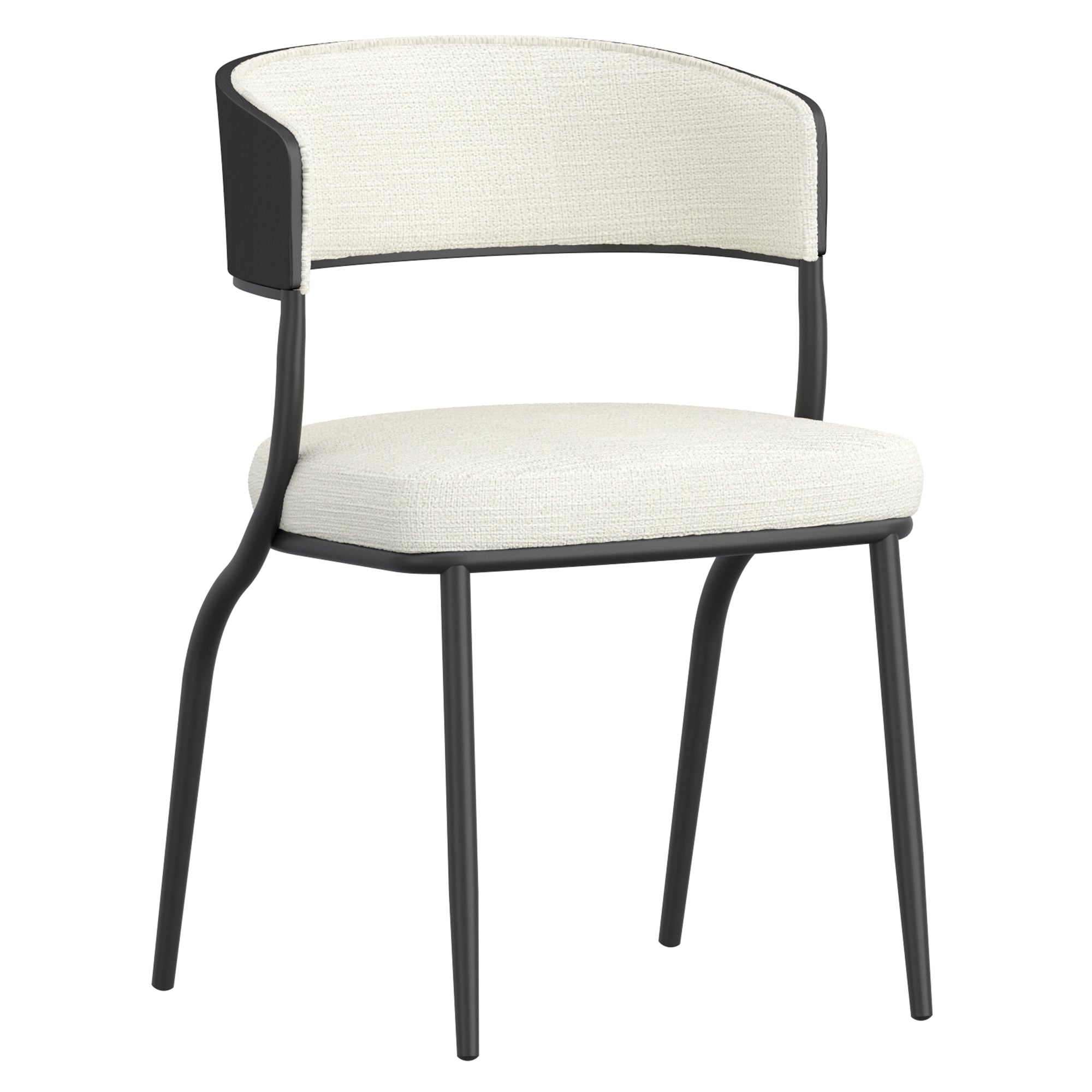 Kazan Dining Chair, Set of 2 in Ivory Performance Fabric & Black Metal