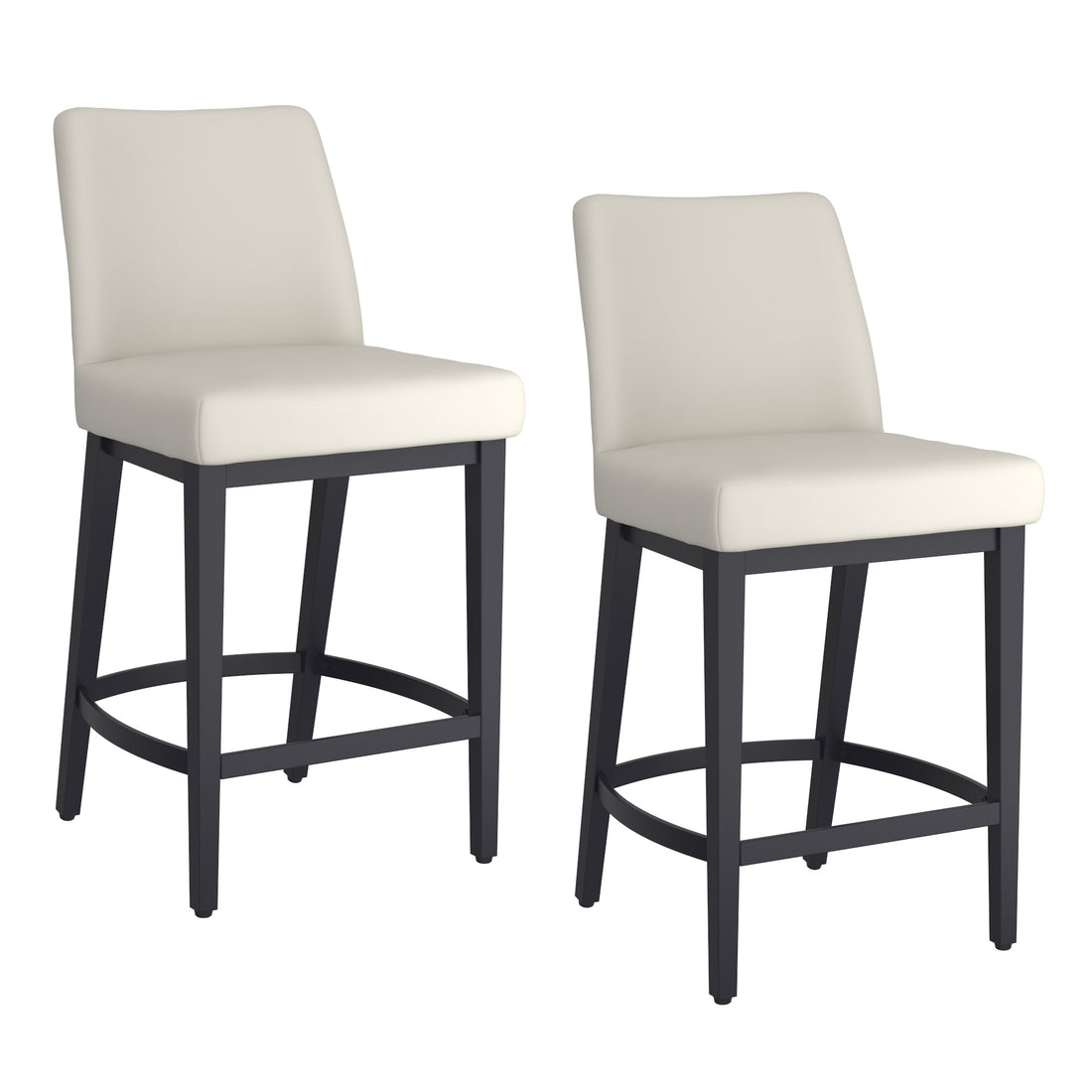 Jace 26" Counter Stool, set of 2, in Beige Faux Leather and Black