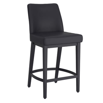 Jace 26" Counter Stool, set of 2, in Black Faux Leather and Black