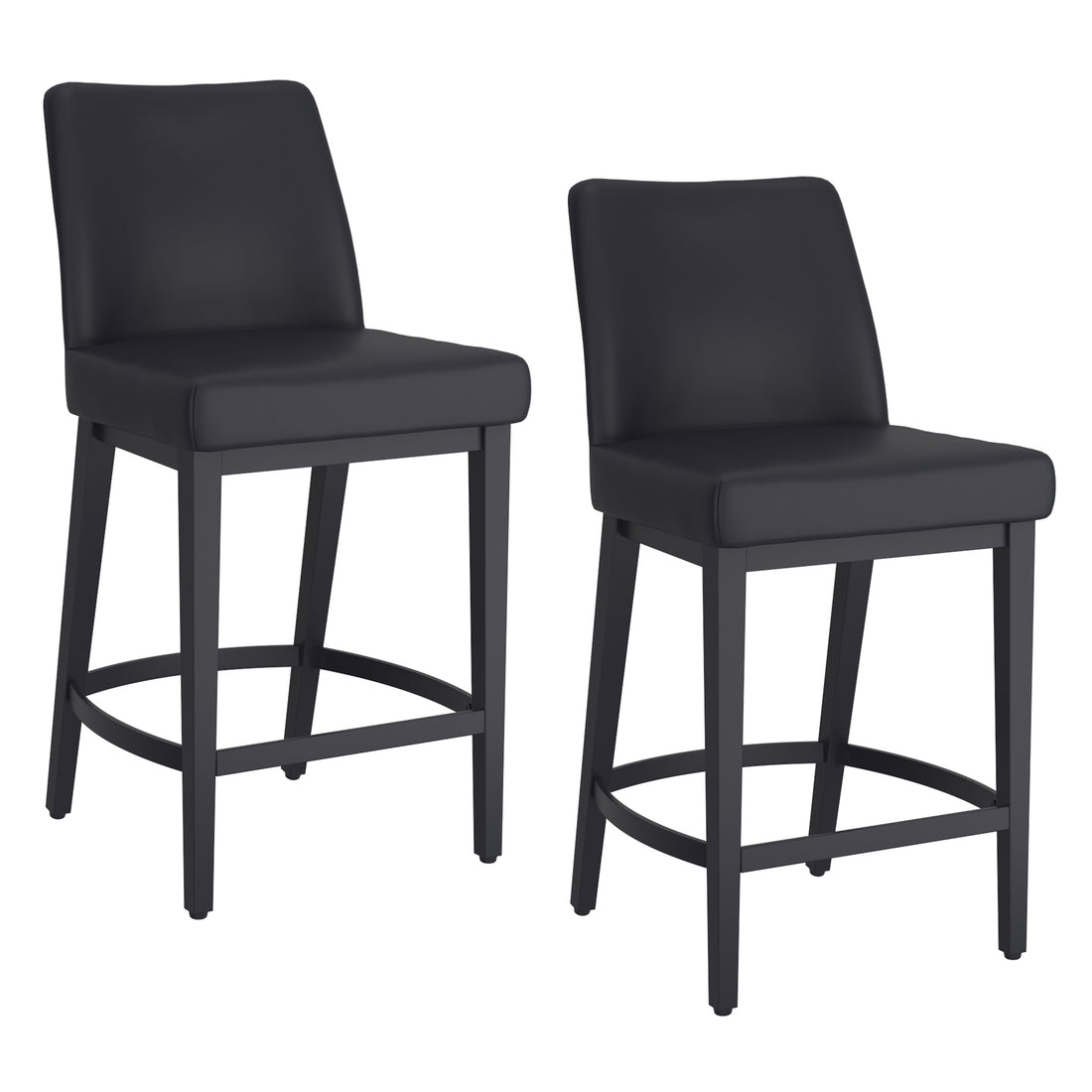 Jace 26" Counter Stool, set of 2, in Black Faux Leather and Black