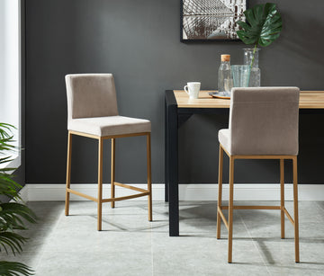 Modern Counter Stool in Grey Velvet - Set of 2