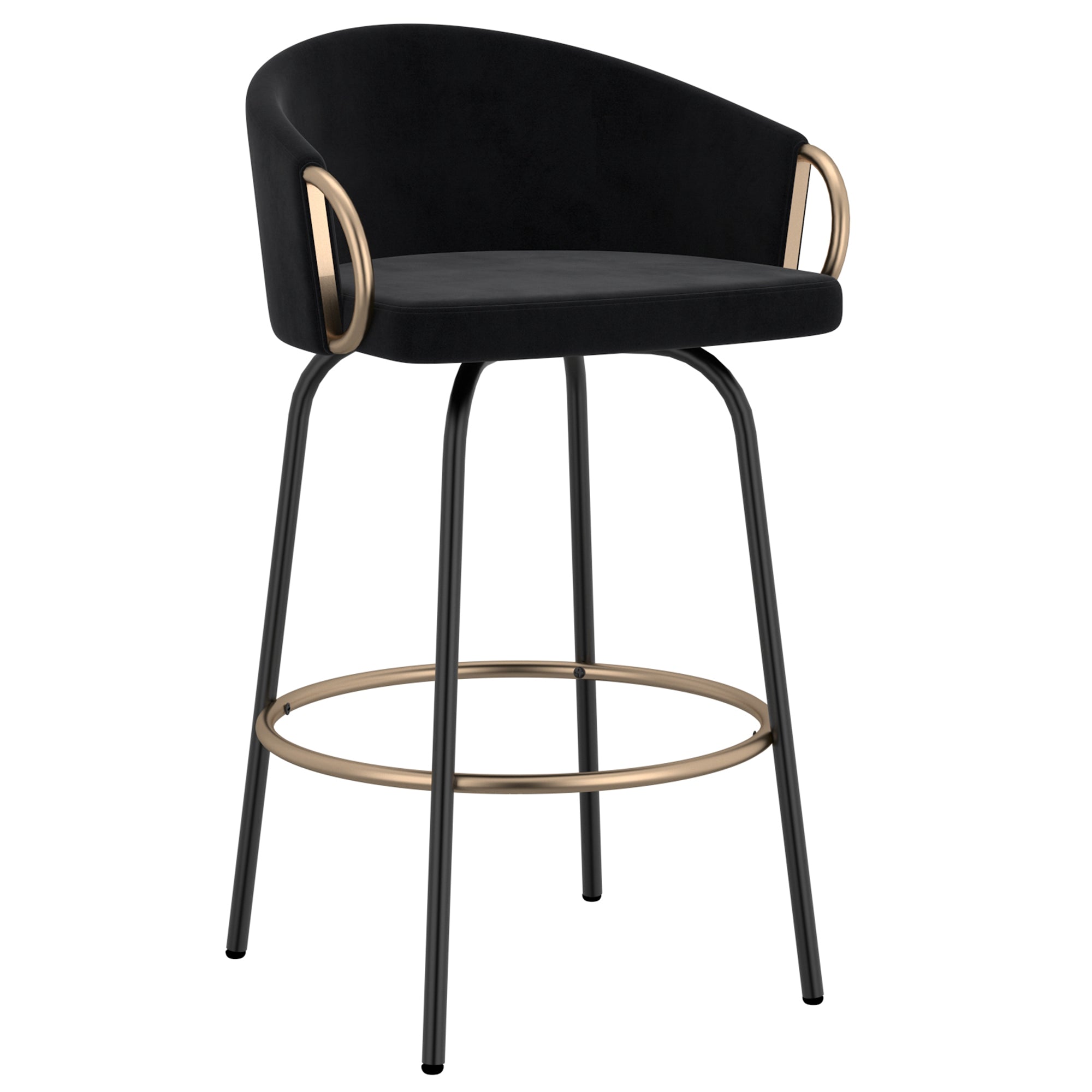 Lavo 26" Counter Stool, set of 2, in Black and Gold