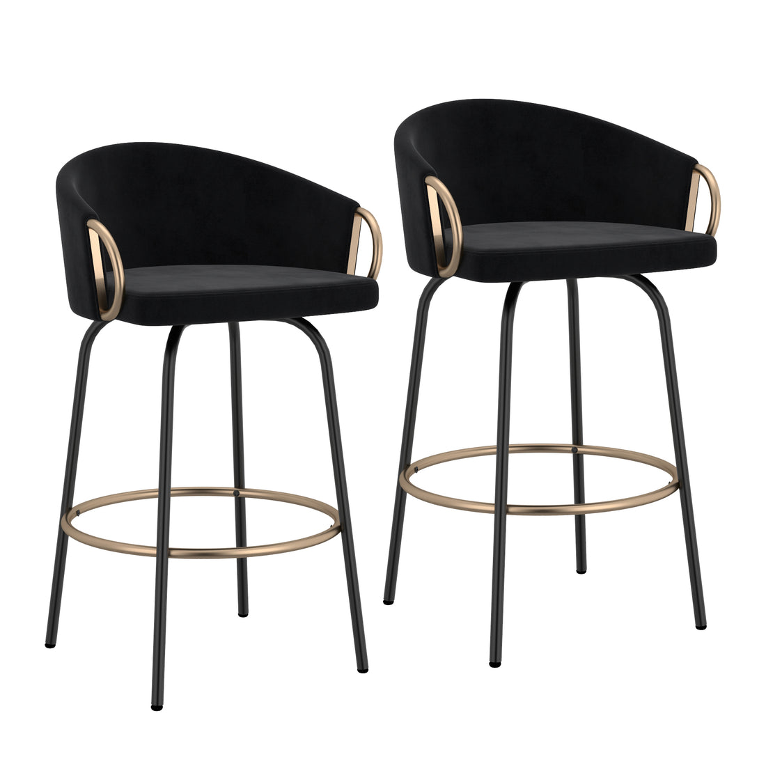 Lavo 26" Counter Stool, set of 2, in Black and Gold