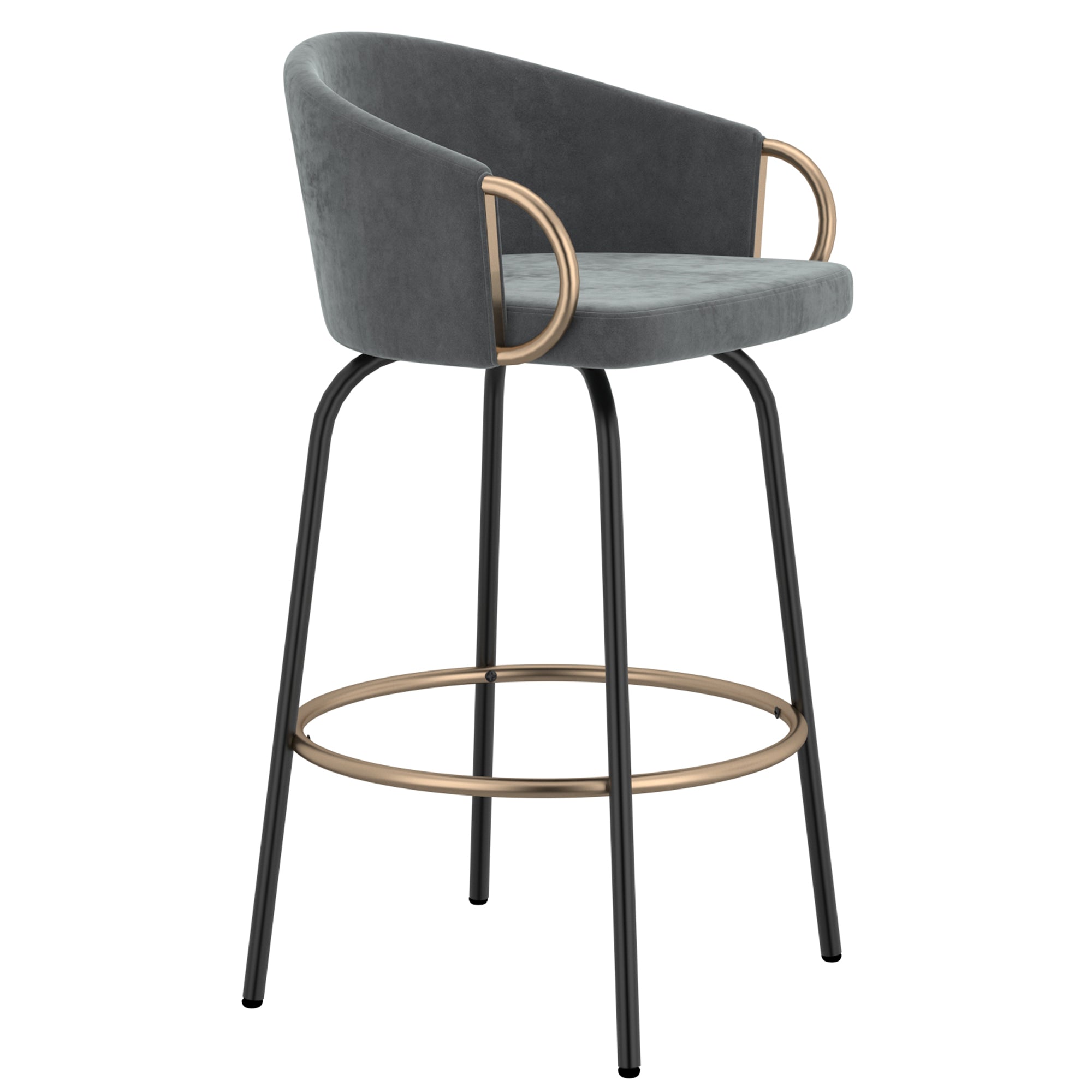 Lavo 26" Counter Stool, set of 2, in Grey and Black and Gold