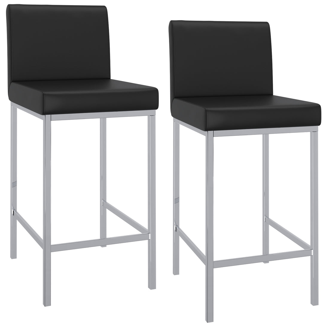 Porto 26" Counter Stool, set of 2, in Black and Chrome