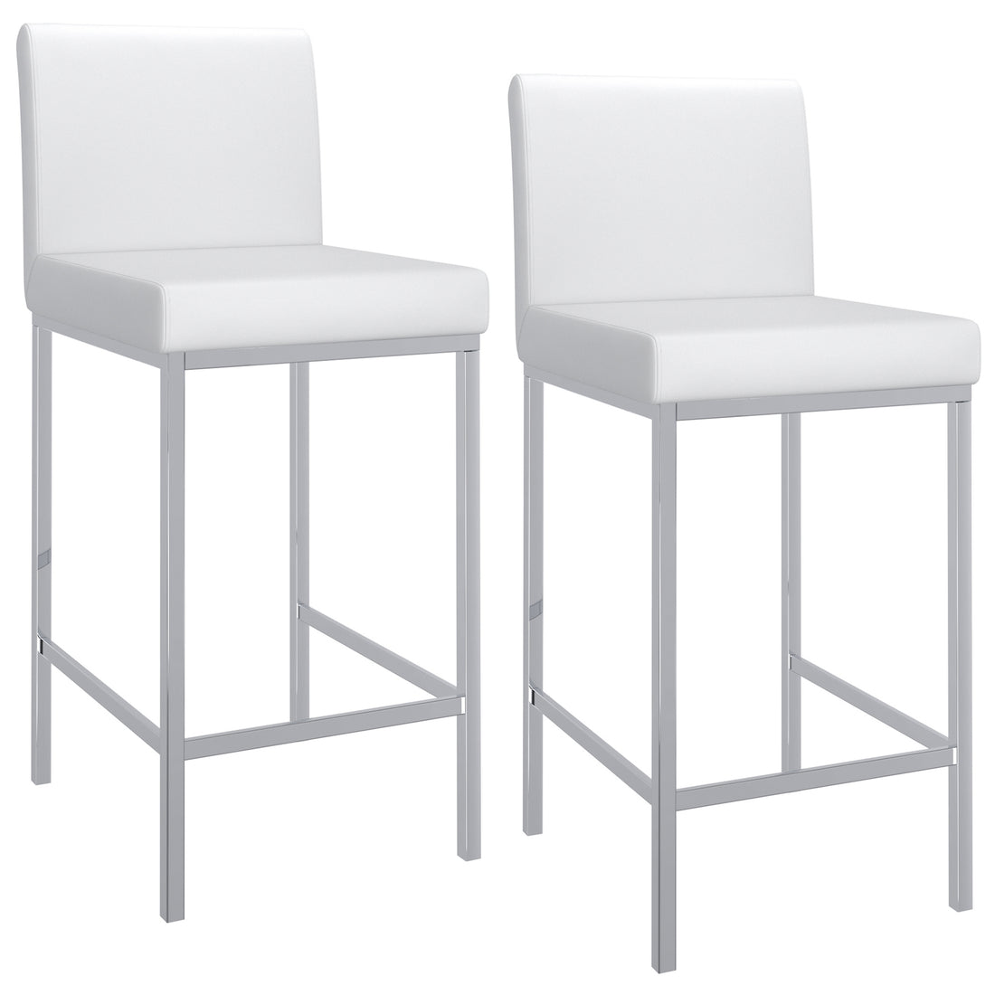 Porto 26" Counter Stool, set of 2, in White and Chrome