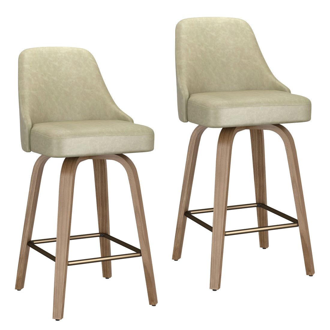 Oakley 26" Counter Stool w/Swivel, Set of 2 in Ivory & Whitewash