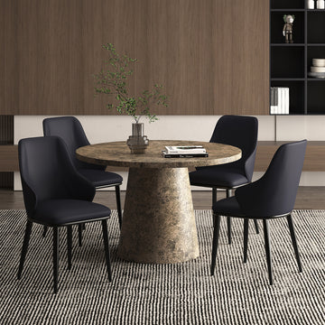 Godiva/Kash 5pc Dining Set in Grey with Black Chair