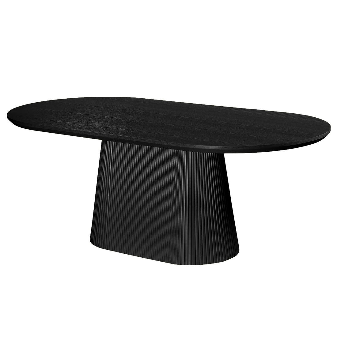 Tovas and Caspian 7pc Dining Set - Black Table and Dark Walnut Chairs