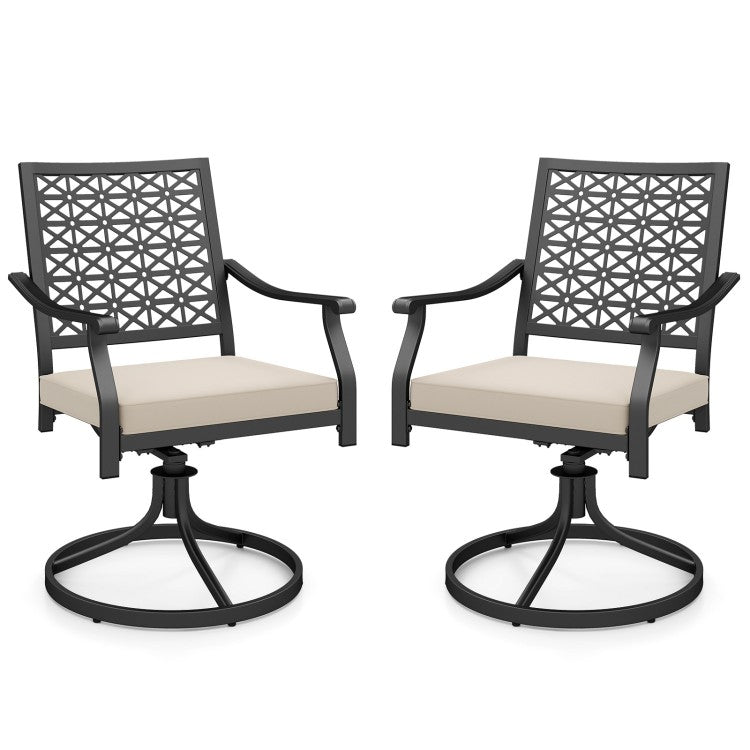 2 Pieces Outdoor Swivel Chairs Patio Dining Chairs with Padded Cushions