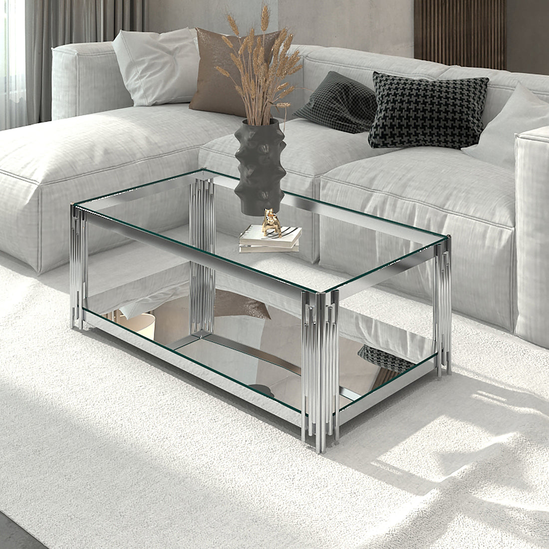 Estrel Rectangular Coffee Table in Silver