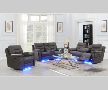 Power Recliner In High Performance Grey Upholstery