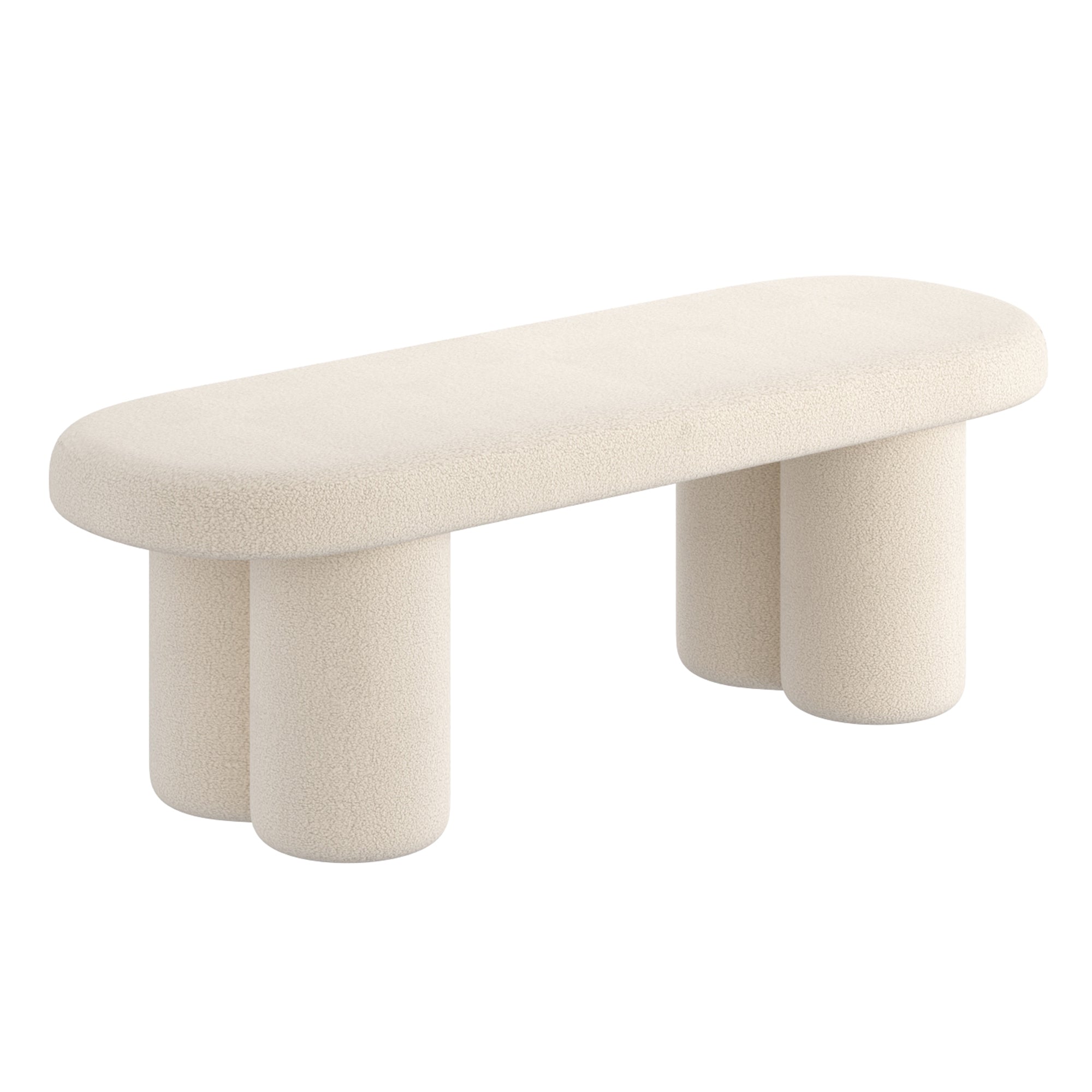 Azoro Bench in Cream Boucle Fabric