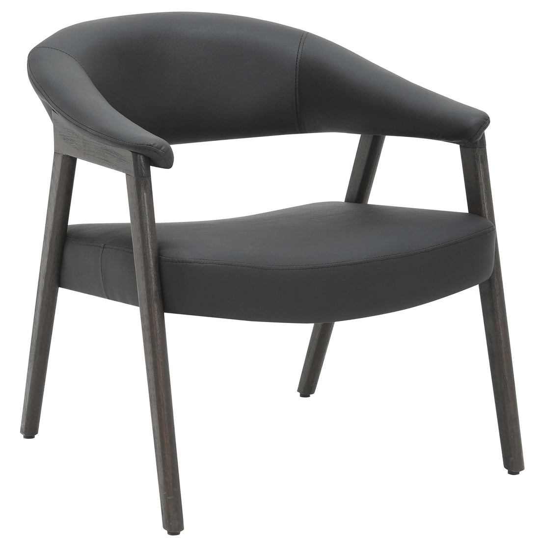 Mid Century Modern Armchair in Black Leather