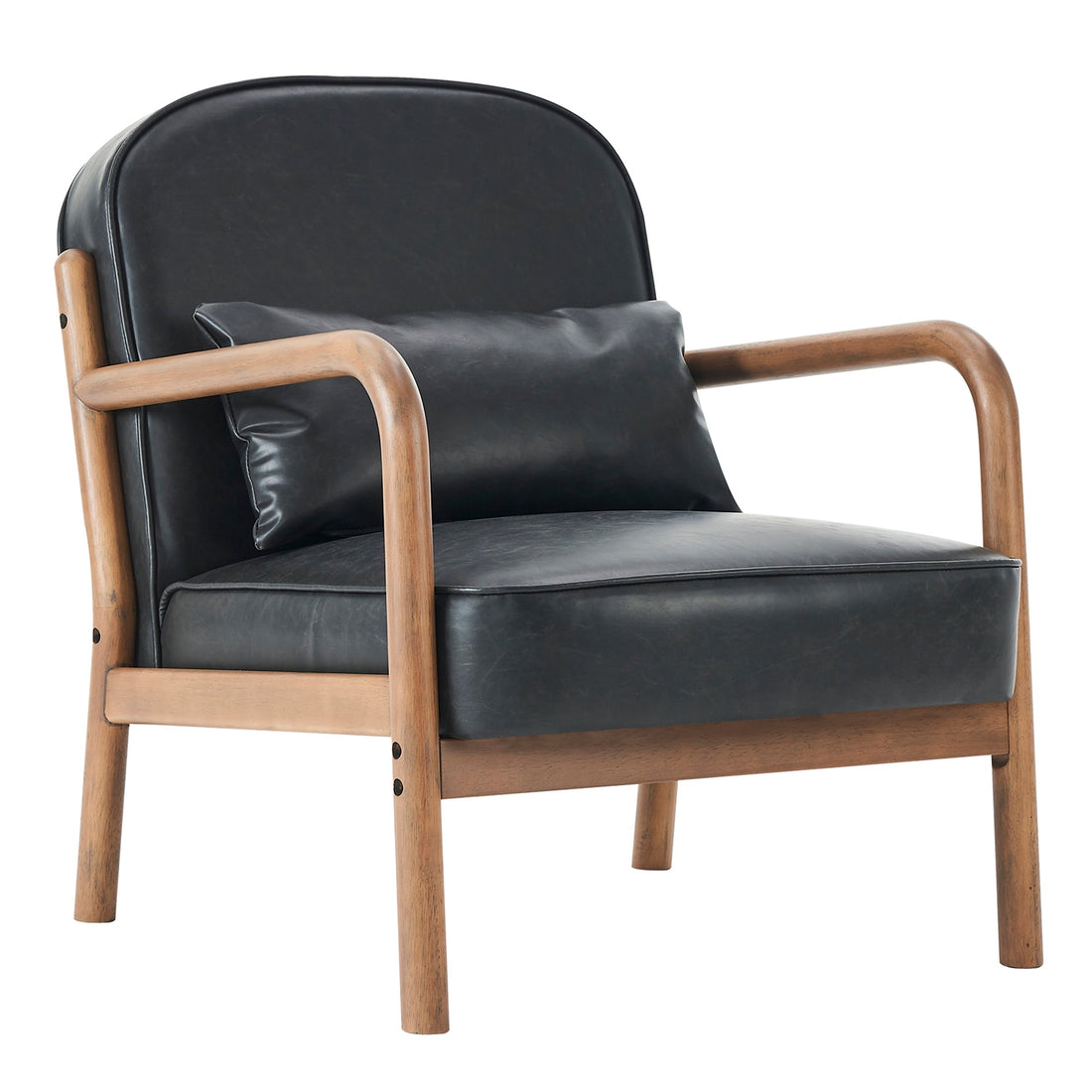 Vintage Accent Chair in Black Leather