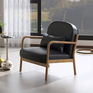 Vintage Accent Chair in Black Leather