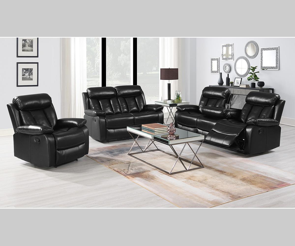 Vegas Recliner Sofa in Black Leathaire