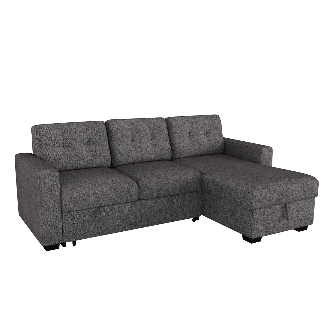 Hudson 93" Sectional Sofa Bed In Charcoal Fabric