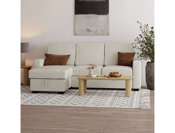 Fonso 93" Sofa Bed & Storage in Beige Performance Fabric