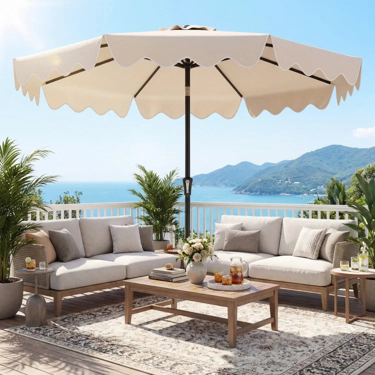 9 Feet Patio Umbrella with Weighted Base and Sandbags