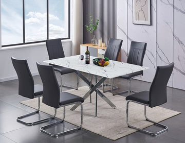 Condo Style 7-Piece Dining Set With Grey Chairs