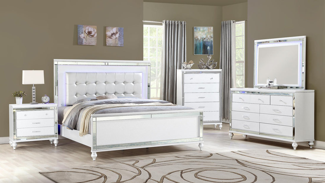 Princess Bedroom Set in Grey Silver or White With LED