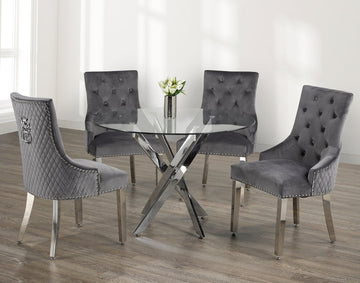 Premium Grey Velvet Dining Set