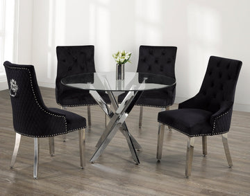 Premium Black Velvet Dining Set