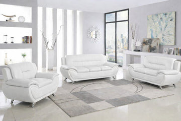 Modern Livingroom Set in white Faux Leather