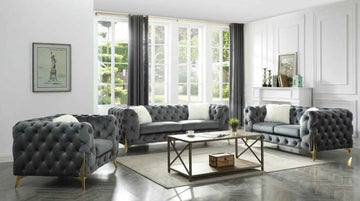 Premium Grey Velvet Sofa Set