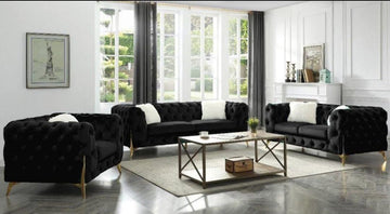 Premium Black Velvet Sofa Set