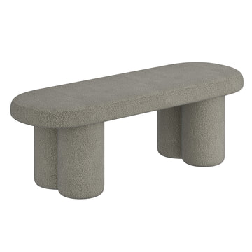 Azoro Bench in Grey Boucle Fabric