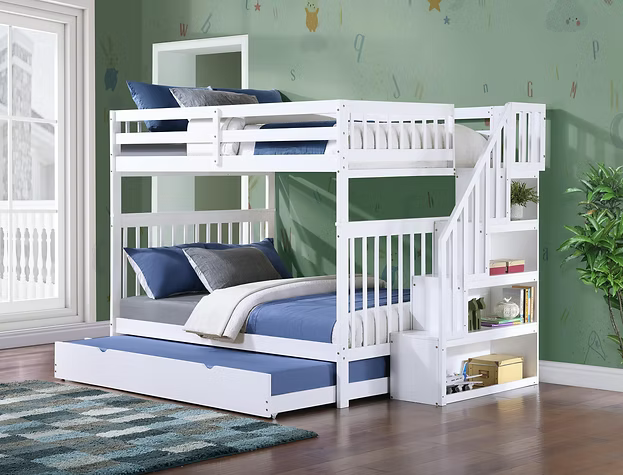 Stair Step Bunk Bed In White