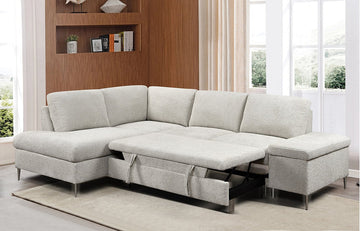 Grey Boucle Fabric Sectional