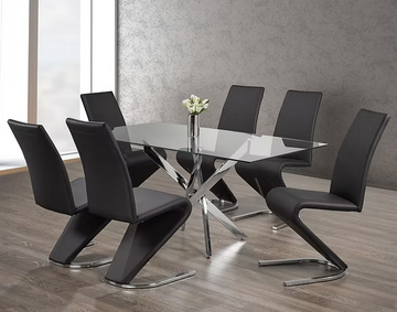 Stylish 7-Piece Dining Set With Black Chairs