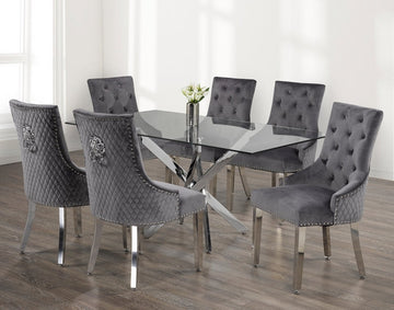 Modern 7-Piece Dining Set With Grey Chair